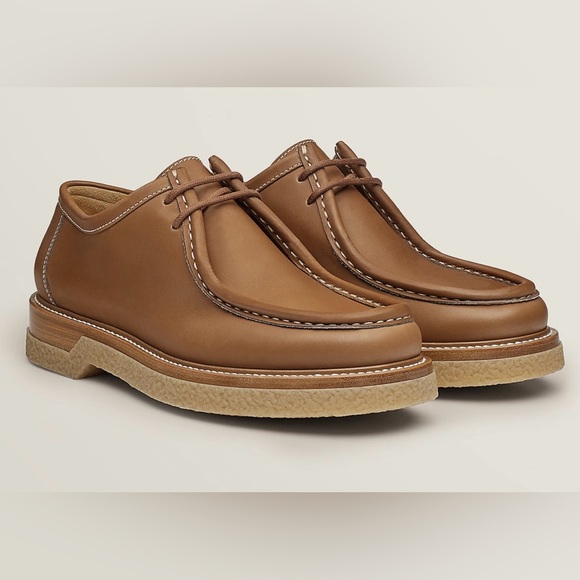 Hermes Tan Leather Oxfords - Picture 1 of 12